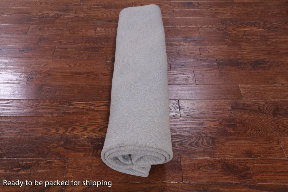 9' Round Savannah Grass Wool and Silk Hand Knotted Rug Q11448