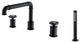 Deck Mounted Modern Tub Filler With Double Wheel Handles And Handshower, Matte B