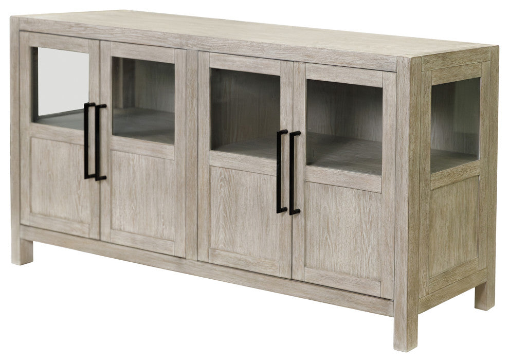Modern Wood Farmhouse Sideboard, Dining Storage, Brown