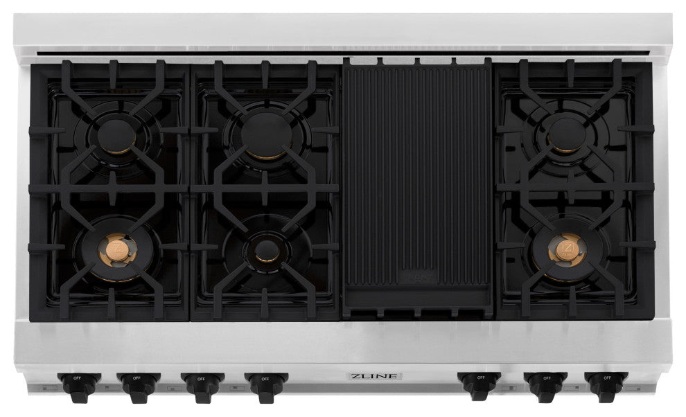 ZLINE 48" Rangetop, Stainless Steel With Matte Black Accents, RTZ-48-MB