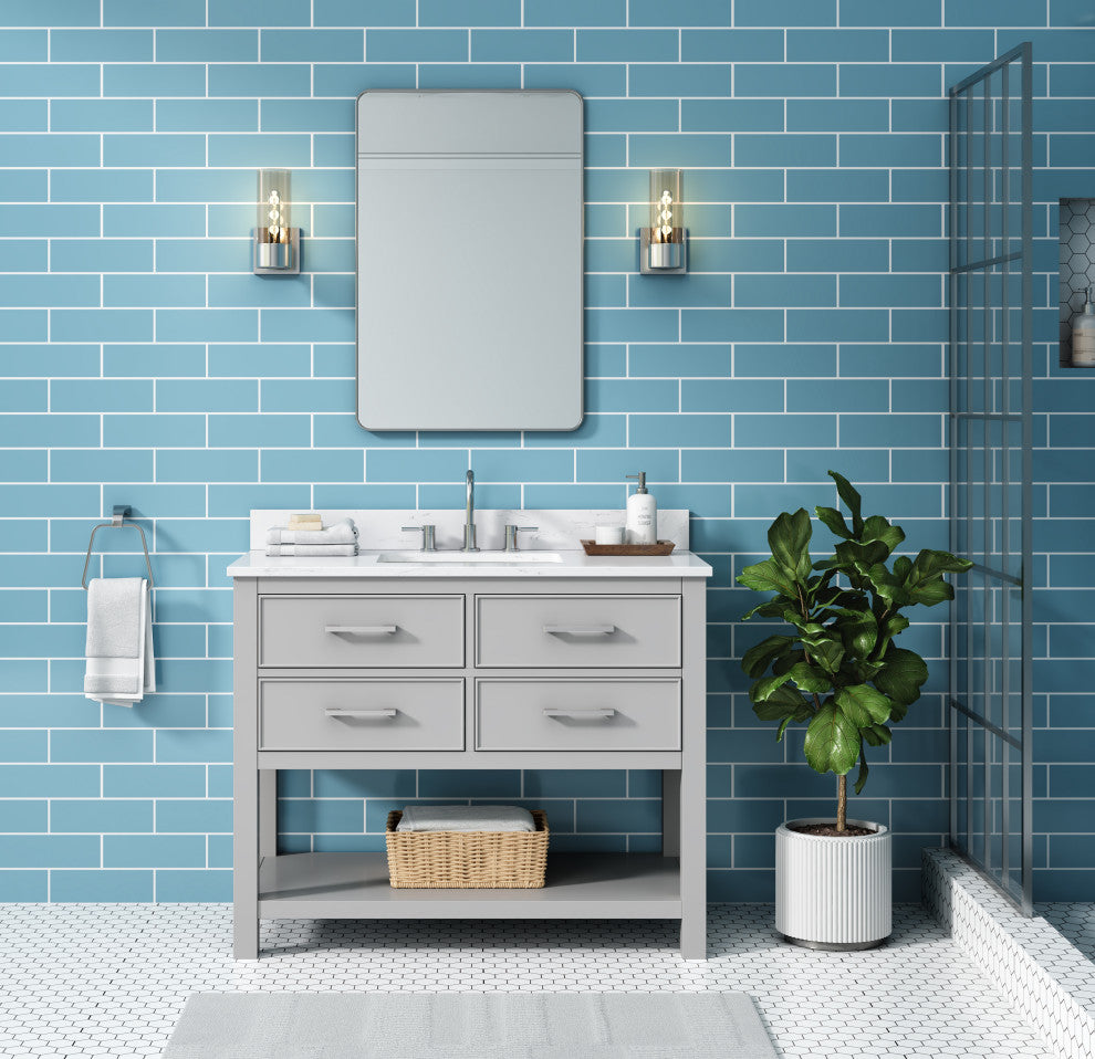 Avanity Brooks 42" Vanity, Chilled Gray and Cala White Engineered Top
