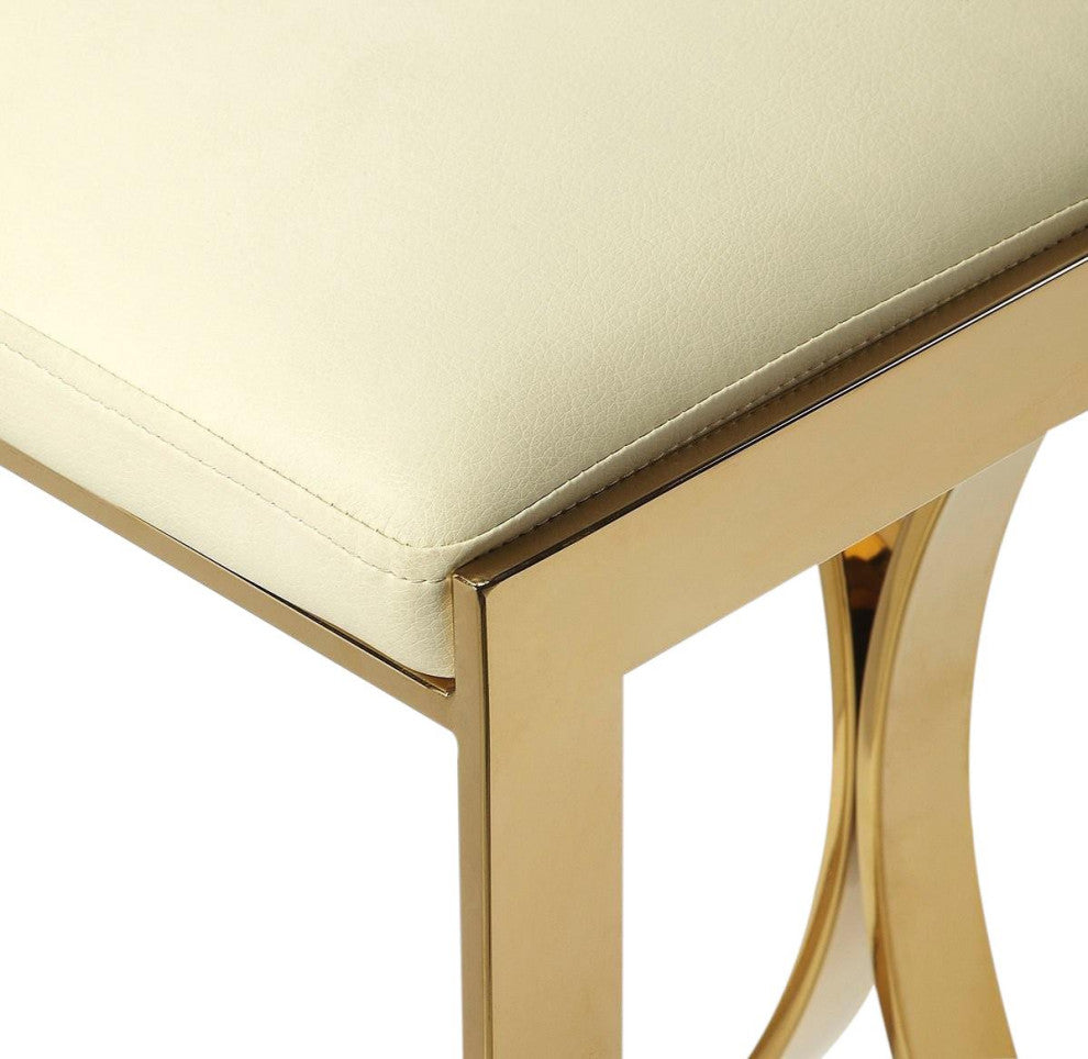 Modern Gold Natalya Counter Stool, Faux Leather Seat
