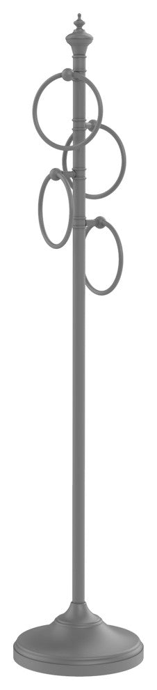 Floor Standing 4 Towel Ring Stand, Matte Gray