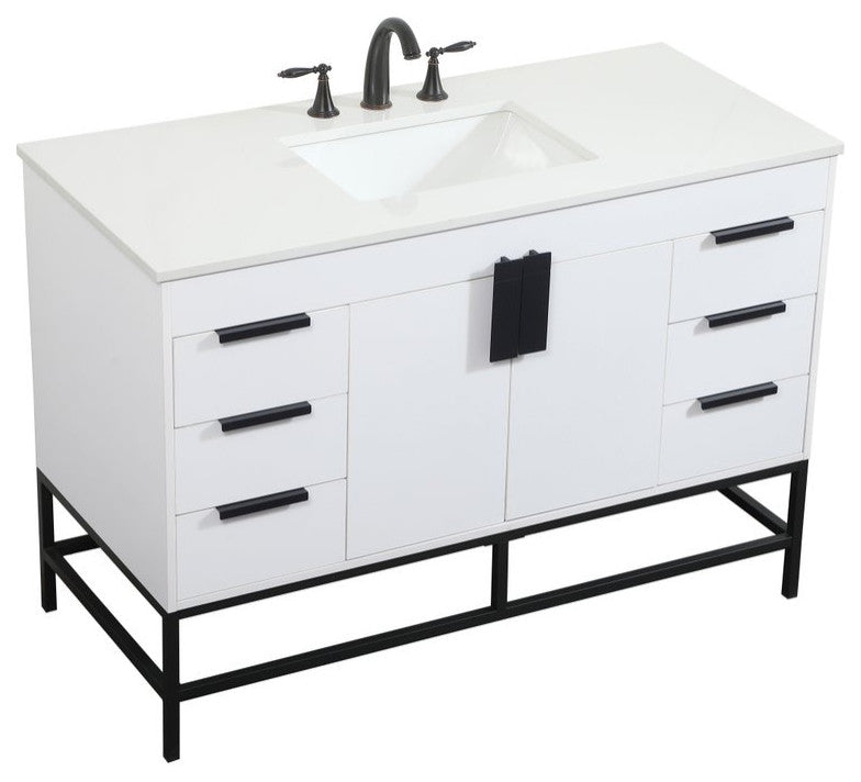 Home Living 22" Modern White-Light Bathroom Vanity