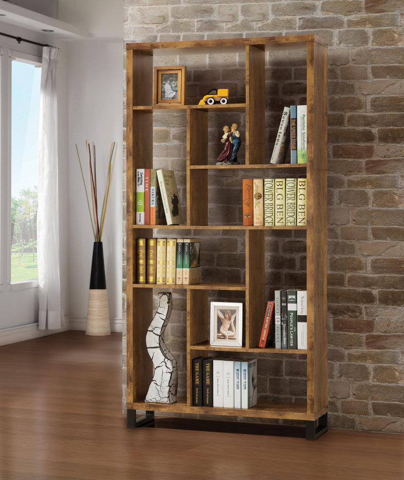 Industrial Rustic Antique Nutmeg Open Bookcase