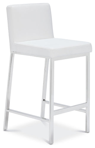 Brook Counter Stool, White/Polished Stainless Steel, White/Polished Stainless St