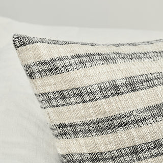 Linna Linen Blend Fabric Throw Pillow, Natural/Black, 24x24
