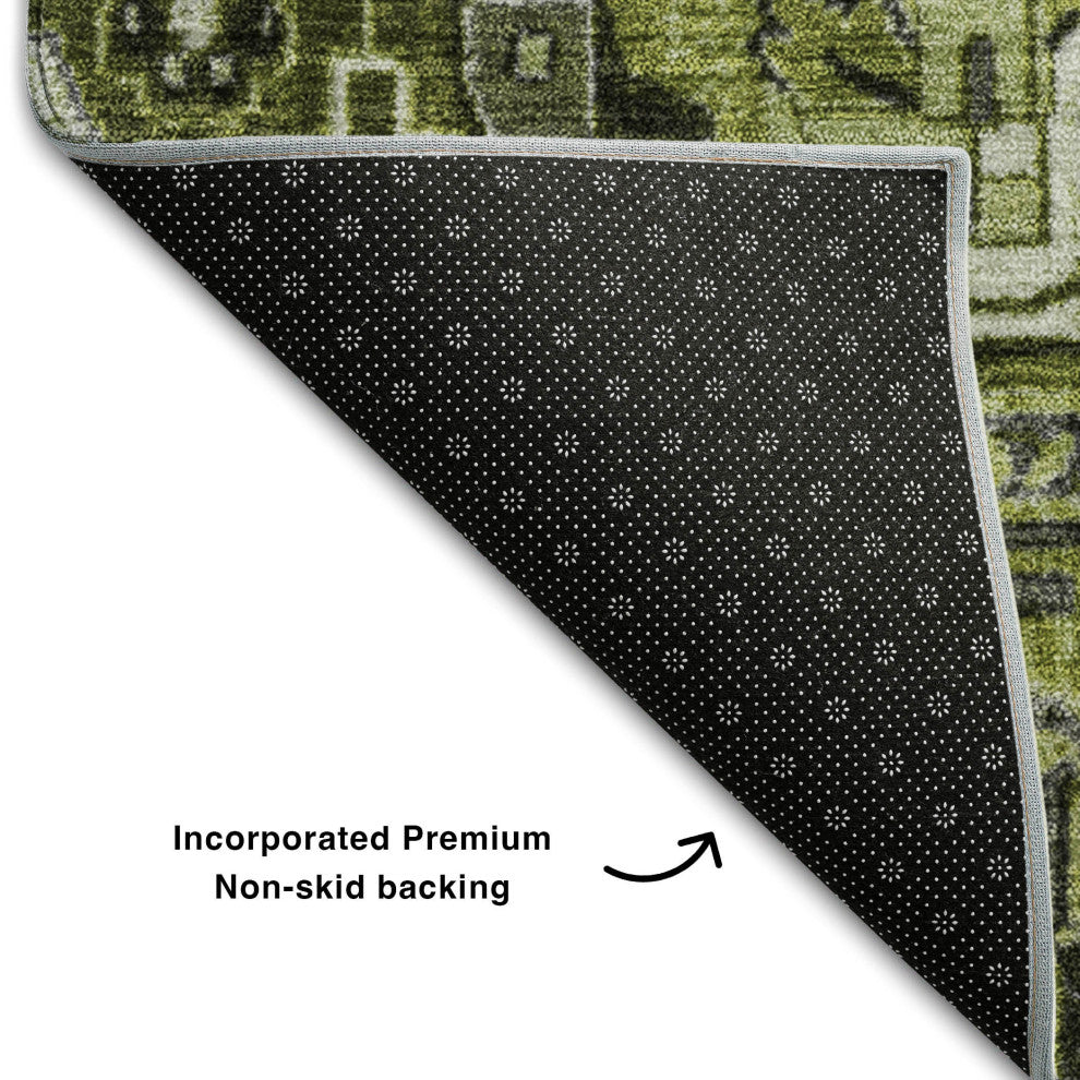 Premium Machine Washable Mayfield AMF570 Olive 2'6" x 3'10" Rug