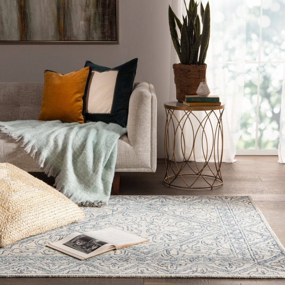 Jaipur Living Carmen Handmade Trellis Blue/ Light Gray Area Rug 12'X15'