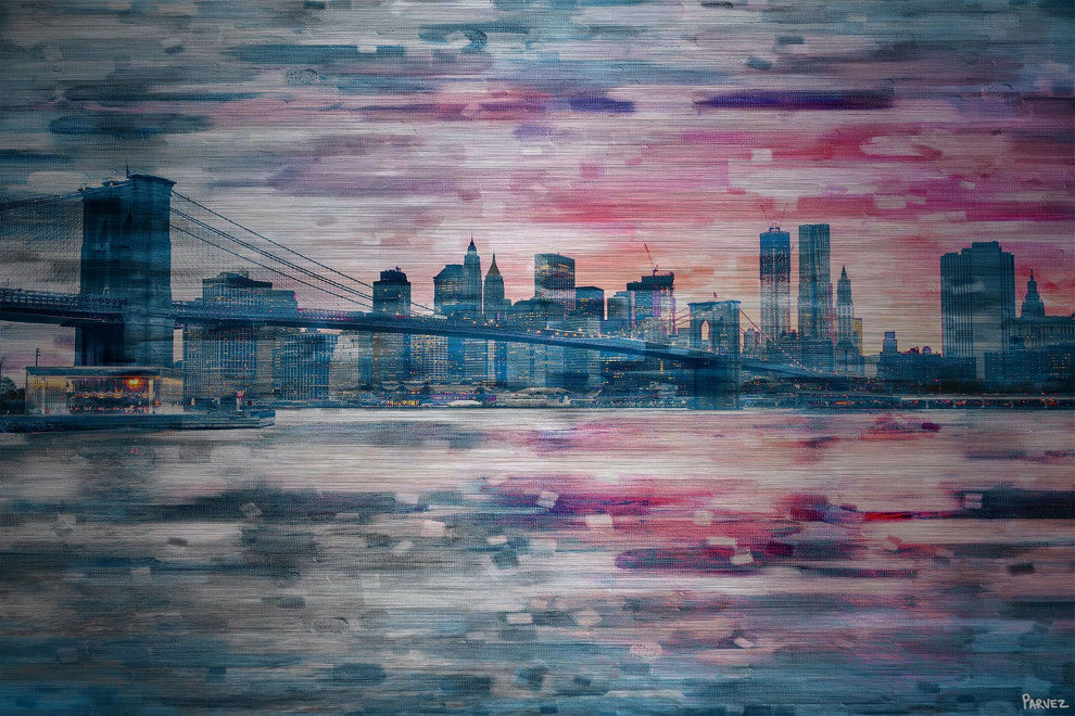 "Bridge at Dusk" Print on Brushed Aluminum, 36"x24"