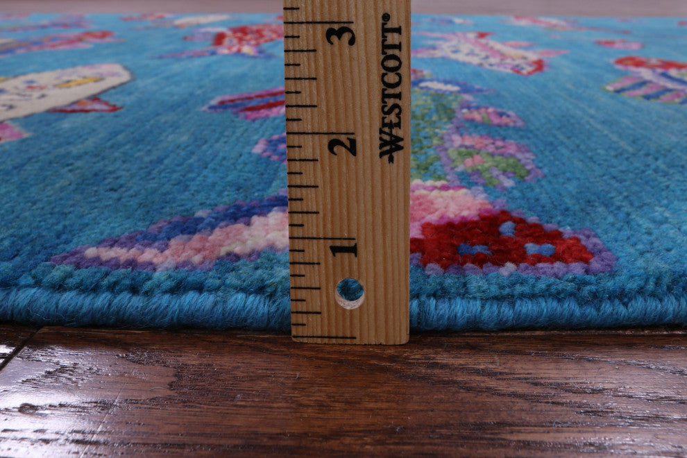 Gabbeh Fish Design Handmade Wool Rug 4' 1" X 6' 1" - Q15473