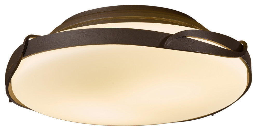 Flora Flush Mount, Dark Smoke Finish, Opal Glass