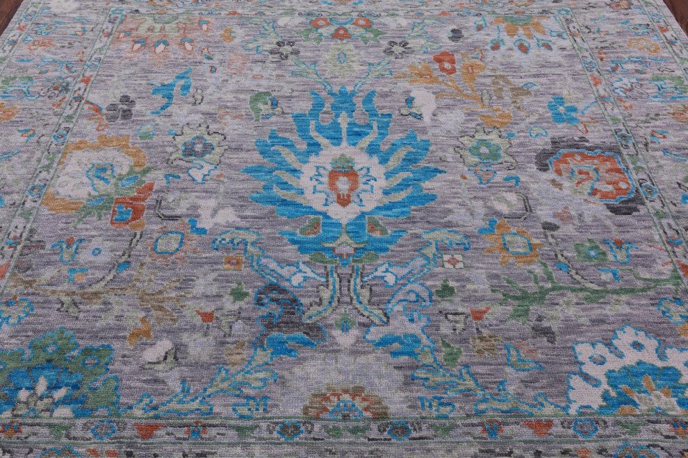 8' Square Turkish Oushak Hand-Knotted Rug - Q15724