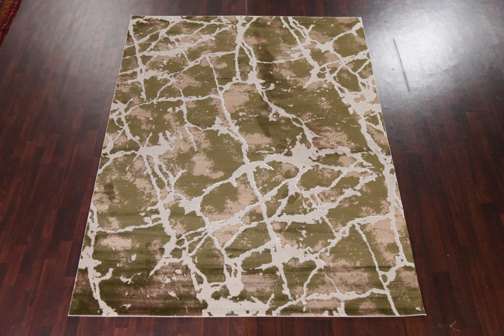 Green Abstract Turkish Transitional Oriental Rug Contemporary Carpet 8x10