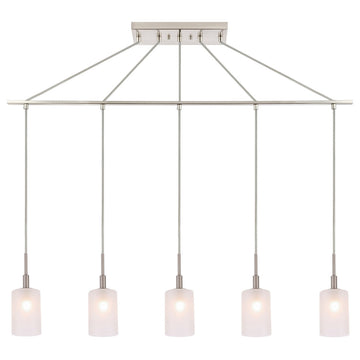 Woodbridge Lighting Elise 5-Light Linear Pendant LED, Opal Cylinder Glass