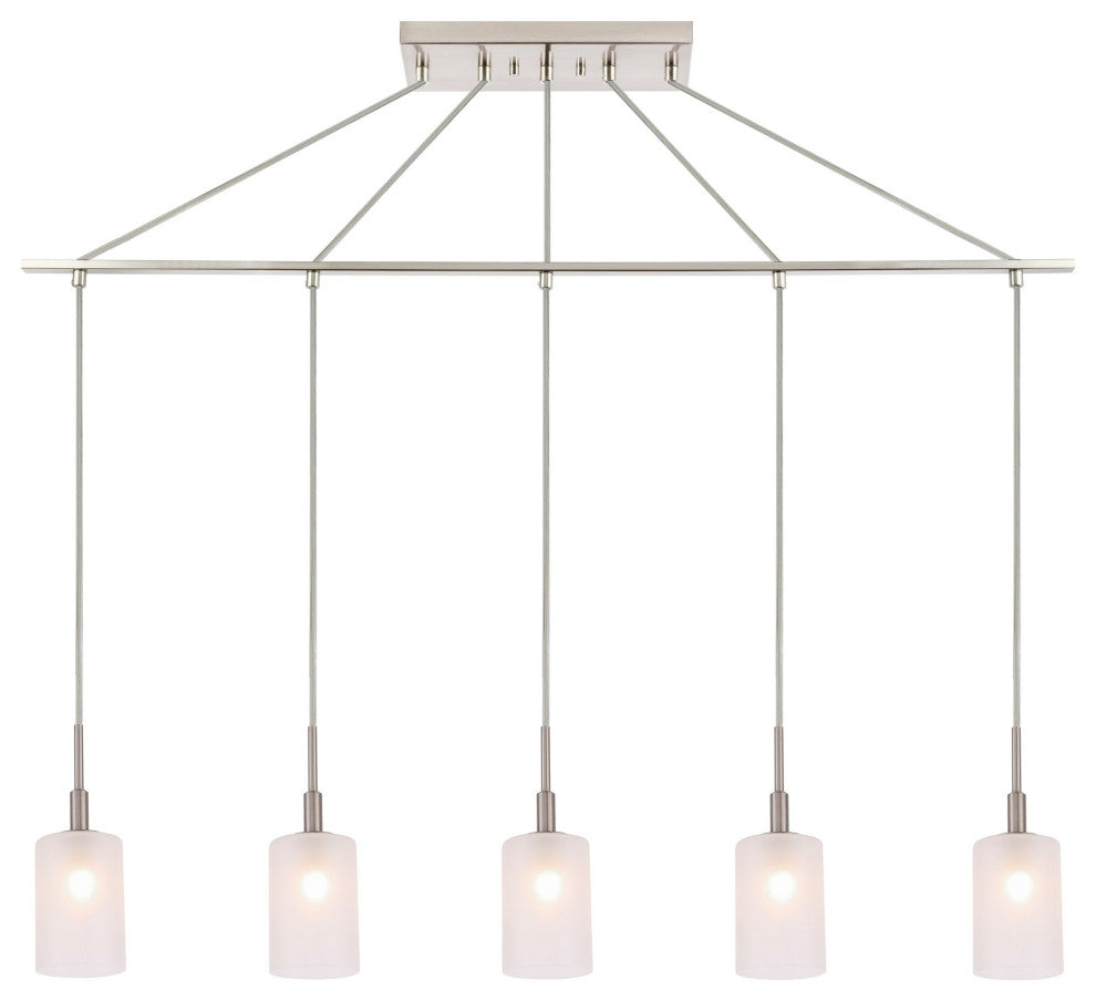 Woodbridge Lighting Elise 5-Light Linear Pendant LED, Opal Cylinder Glass