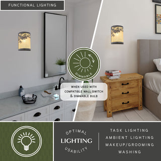 Douglas 1-Light Bronze Indoor-Outdoor Rustic Wall Sconce Bathroom Vanity Fixture, Pine Cone