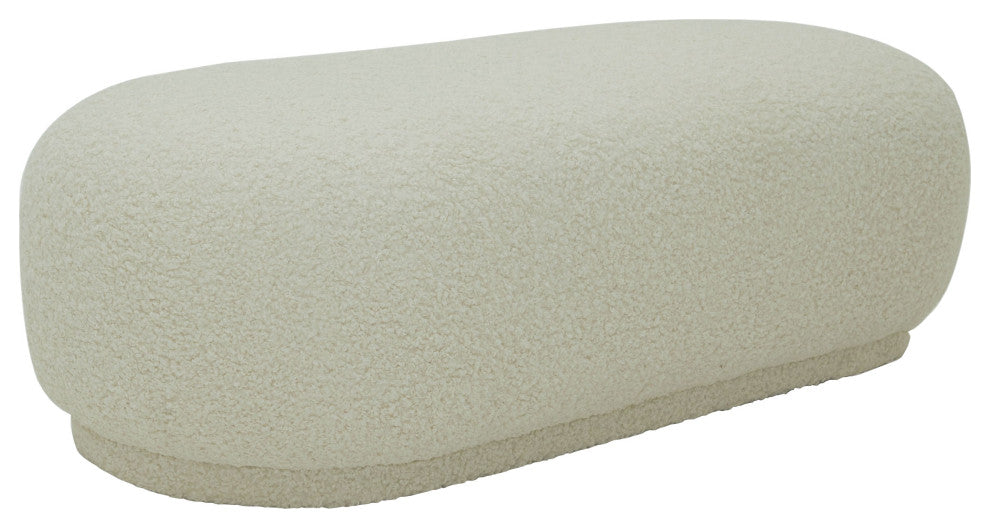 Divani Casa Kael Contemporary White Sherpa Ottoman