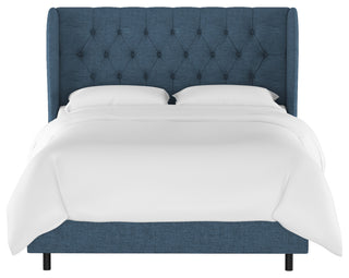 Bradwell King Tufted Curved Wingback Bed, Zuma Navy