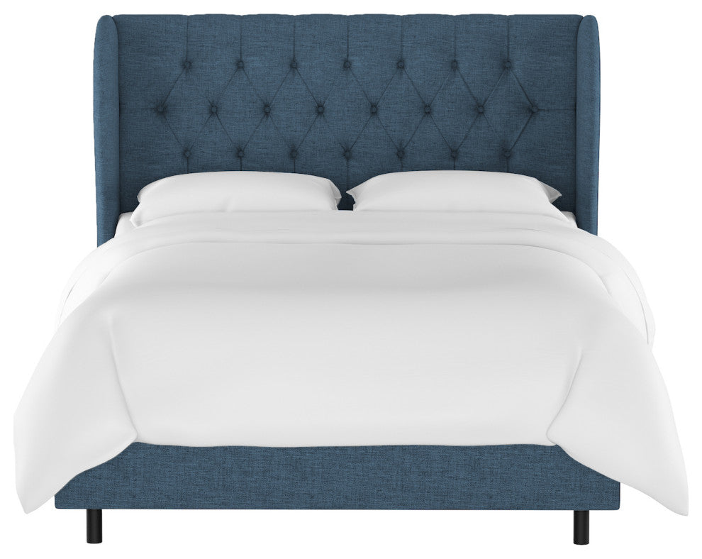 Bradwell King Tufted Curved Wingback Bed, Zuma Navy