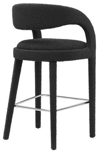Pinnacle Boucle Upholstered Bar Stool Set of 2, Black Silver