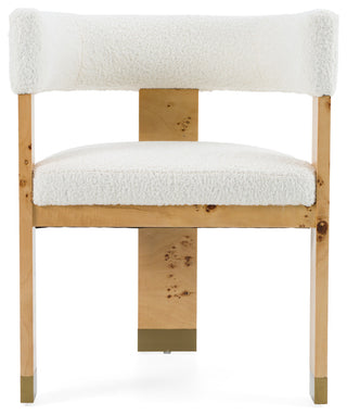 Modrest Letha Modern Cream Fabric + Burl Dining Chair