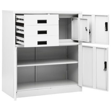 vidaXL Office Cabinet White 40.2" Steel Office File Storage Cabinet Furniture