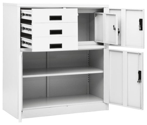 vidaXL Office Cabinet White 40.2" Steel Office File Storage Cabinet Furniture