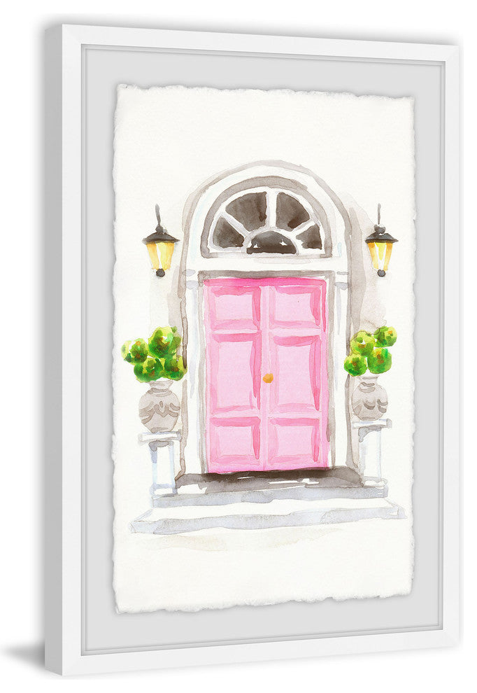 "Big Pink Door" Framed Painting Print, 24"x36"