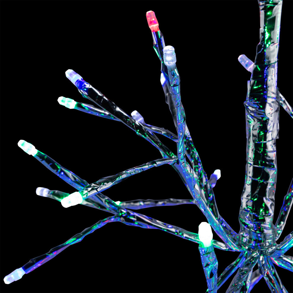 10"H Indoor Christmas Snowflake Ornament with Multi-Colored LED Lights, Silver
