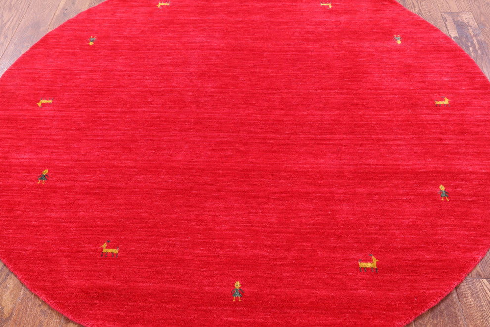 6' Round Persian Gabbeh Hand Knotted Rug - Q15018