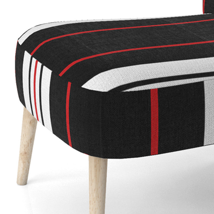 Black and White Striped Pattern Chair, Side Chair