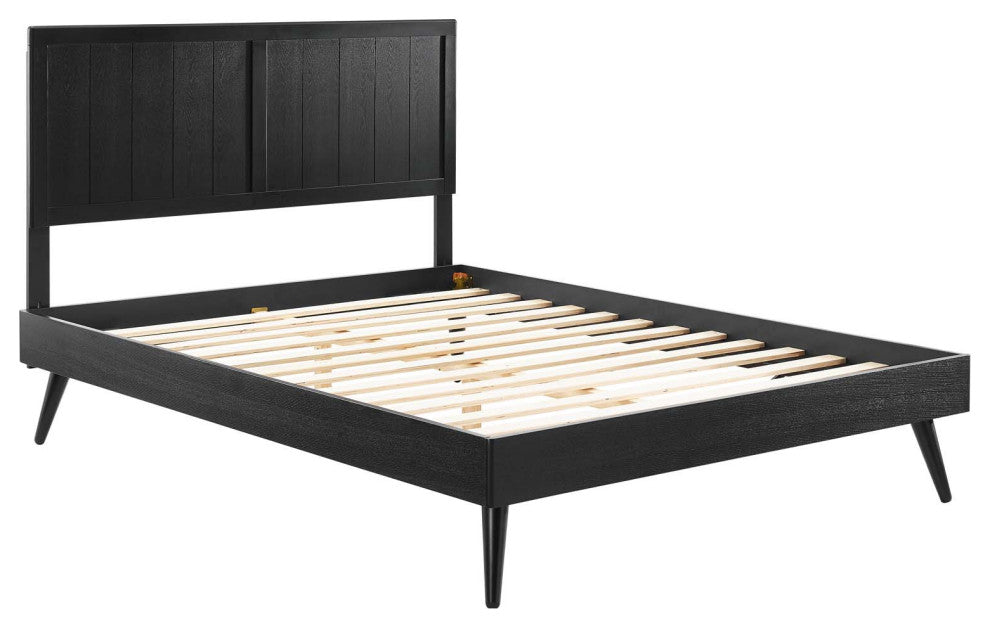 Alana King Wood Platform Bed With Splayed Legs MOD-6620-BLK
