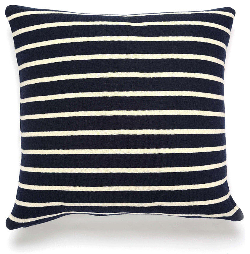 Beach Stripes Pillow Cover, Navy and Natural