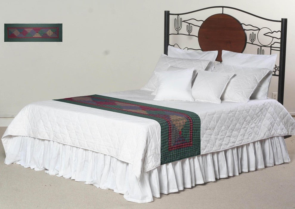 Tartan Log Cabin Bed Scarves King 32" X 100"