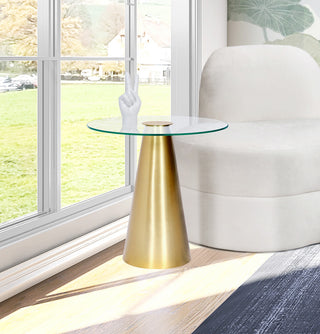 Glassimo Glass Top End Table, Brushed Gold Finish
