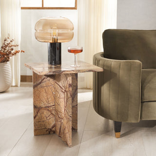 Safavieh Couture Adriano Marble Accent Table, Beige/Brown