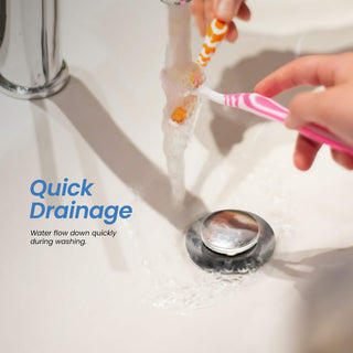 Bathroom Sink Pop Up Drain Stopper, 12" Tailpiece Without Overflow, Brushed Gold