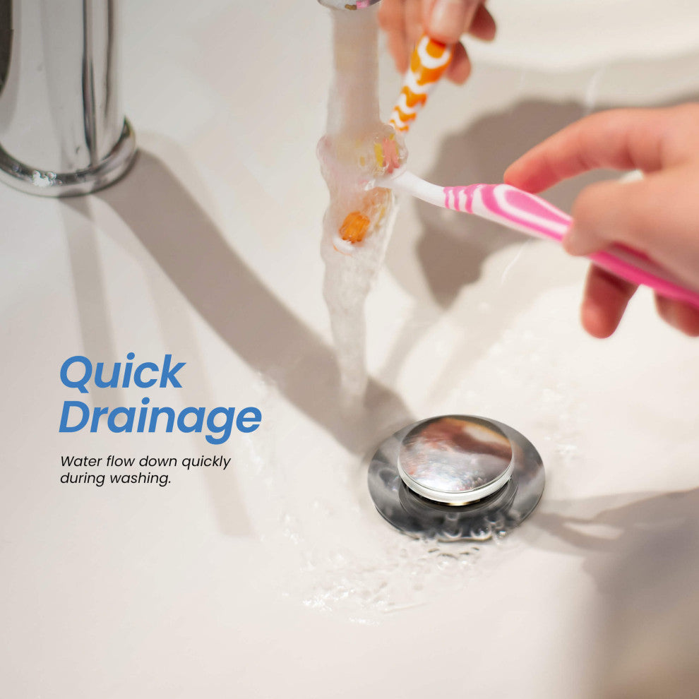 Bathroom Sink Pop Up Drain Stopper, 12" Tailpiece Without Overflow, Brushed Gold