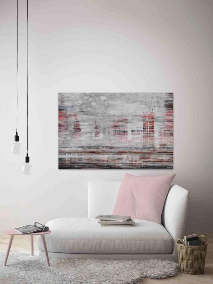 "NYC in Red" Print on Canvas, 36"x24"