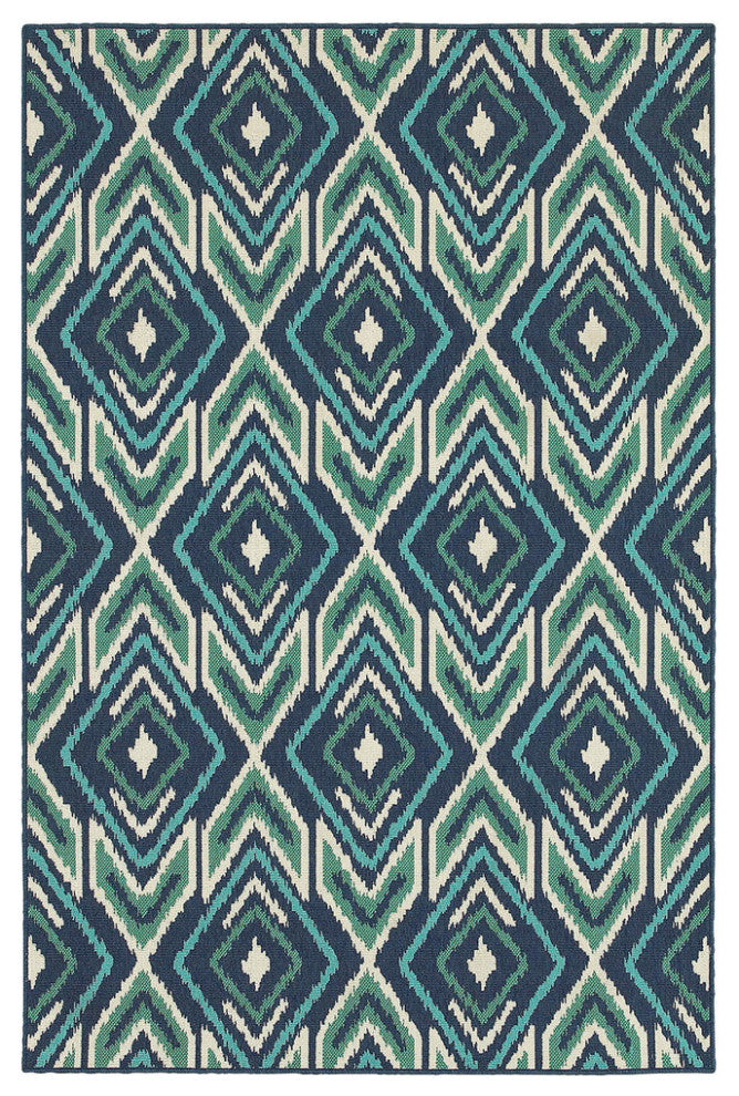 Meridian 2209B, Navy/Green, 3'7"x5'6"