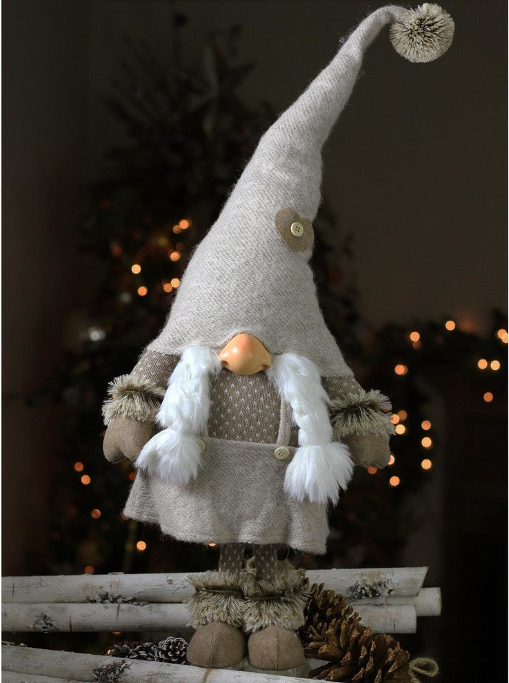31" Nature's Luxury Gnome with Pig Tails Tabletop Christmas Decoration