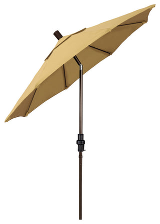 7.5' Bronze Collar Tilt Lift Fiberglass Rib Aluminum Umbrella, Sunbrella, Wheat