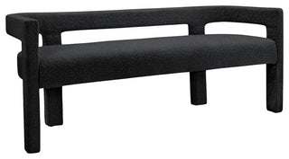 Athena Boucle Fabric Upholstered Bench, Black, Boucle Fabric