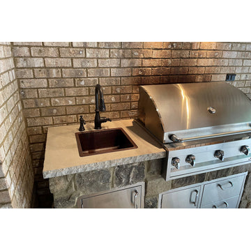 16" Square Hammered Copper Bar/Prep Sink With 3.5" Drain Opening