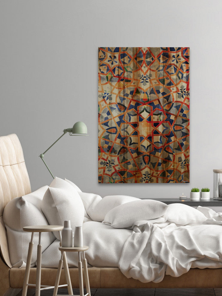 "Figuig" Wall Art on Wood, 40"x60", Natural Pine Wood