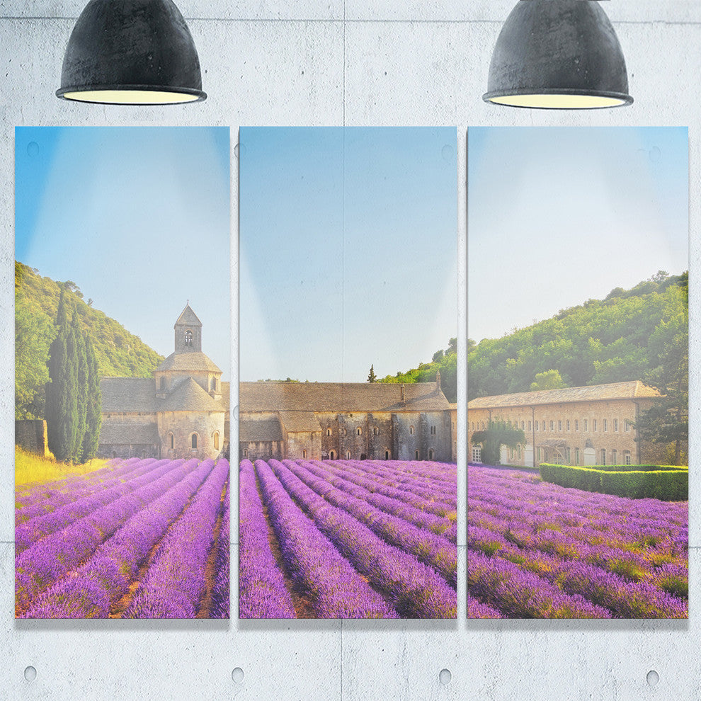 "Abbey of Senanque Lavender Flowers" Metal Wall Art, 3 Panels, 36"x28"