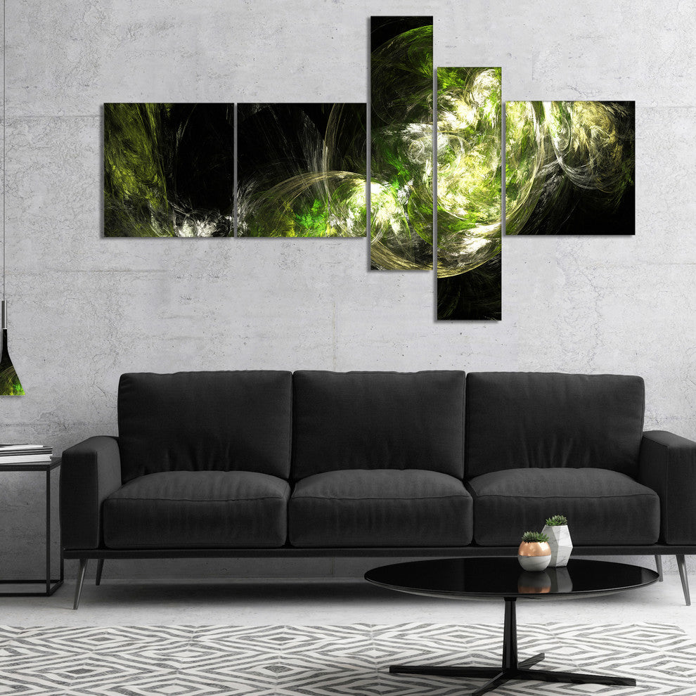Billowing Smoke Green, Abstract Canvas art print, 60"x32", 5 panels