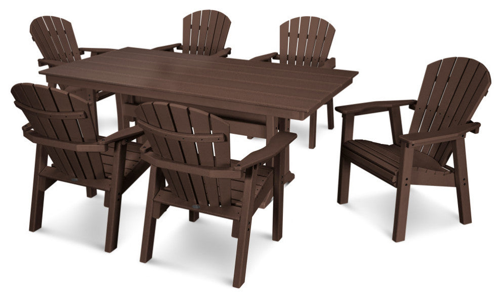 POLYWOOD 7-Piece Seashell Dining Set, Mahogany