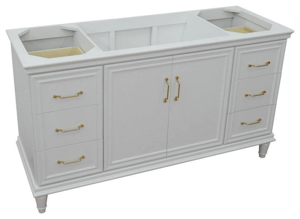 60" Single Vanity, White Finish, Cabinet Only